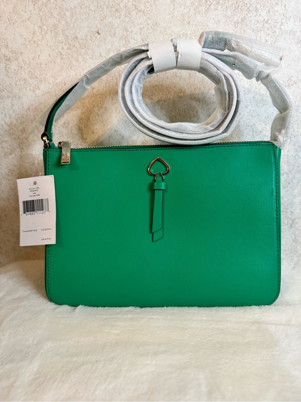 kate spade Green Leather Heart Charm Crossbody Bag